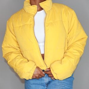 Mustard peach skin puffer